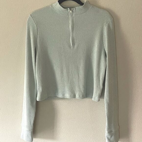 NWT! SO Light Mint-Green, Super-Soft, Mock-Neck, Zip 3/4 Top. Size XXL. - Picture 1 of 9